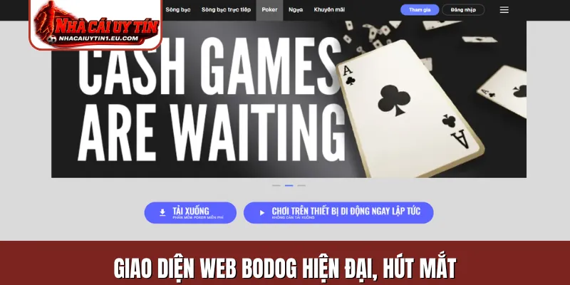 Giao diện web Bodog hiện đại, hút mắt