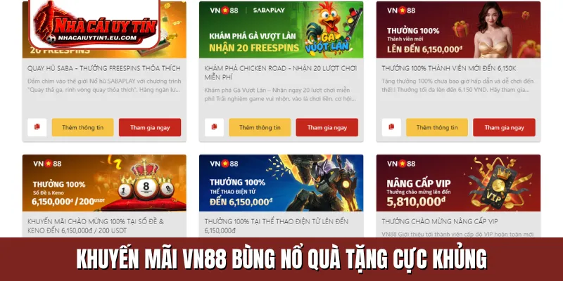 Khuyến mãi VN88 bùng nổ quà tặng cực khủng