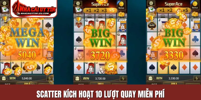 Scatter kích hoạt 10 lượt quay miễn phí
