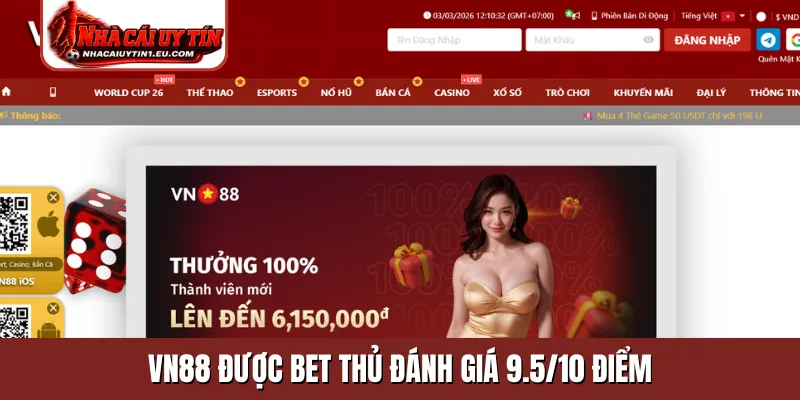 VN88 được bet thủ đánh giá 9.5/10 điểm